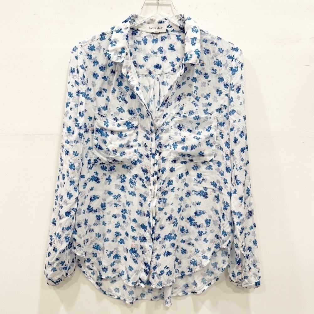 Bella Dahl Ditsy Floral Long Sleeve Light Weight Button Down Shirt Large